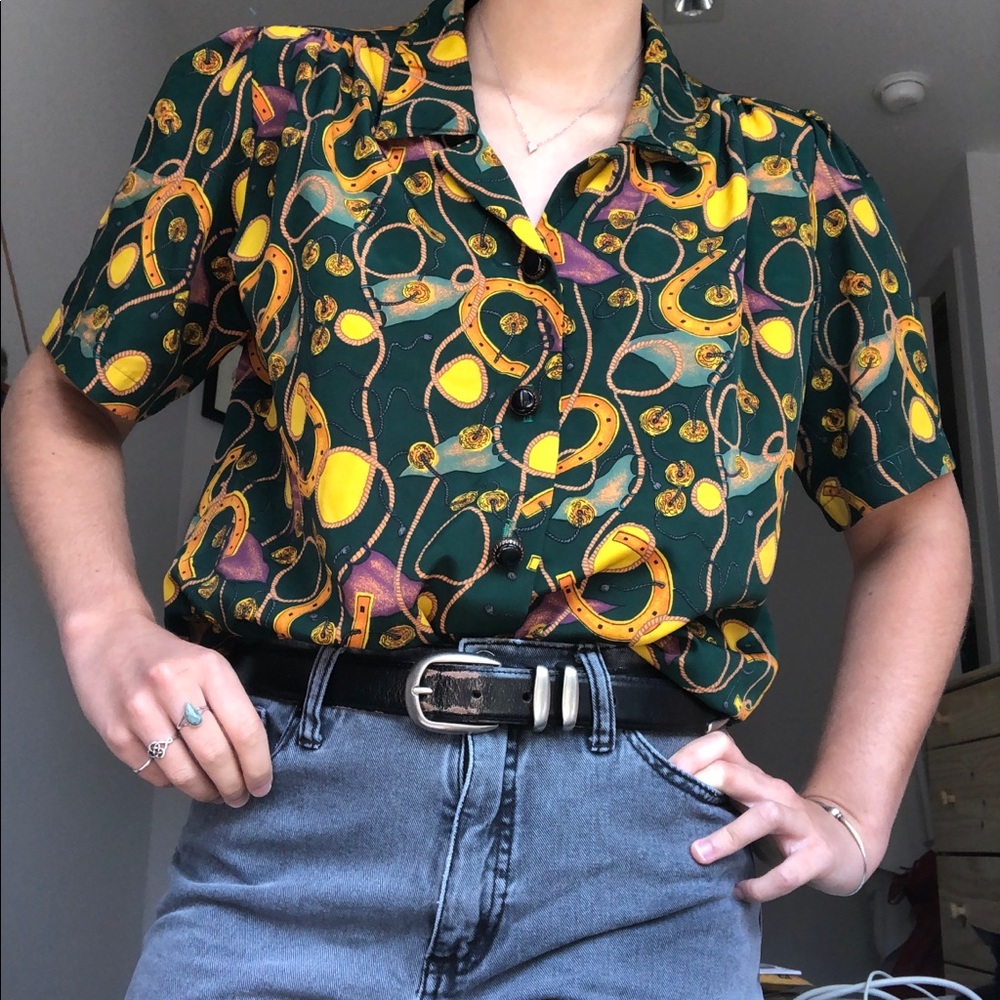 Emerald green pattern blouse
